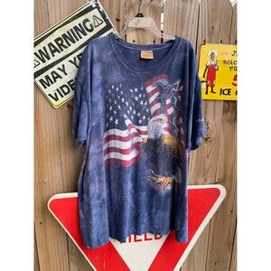 Y2K The Mountain Lightning American Flag and American Eagle Tie dye Tshirt  XLT